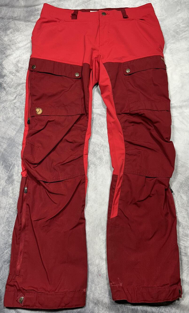 Fjallraven Keb Trousers Womens 34 Red Hiking Trekking Pants 89236 Regular Fit